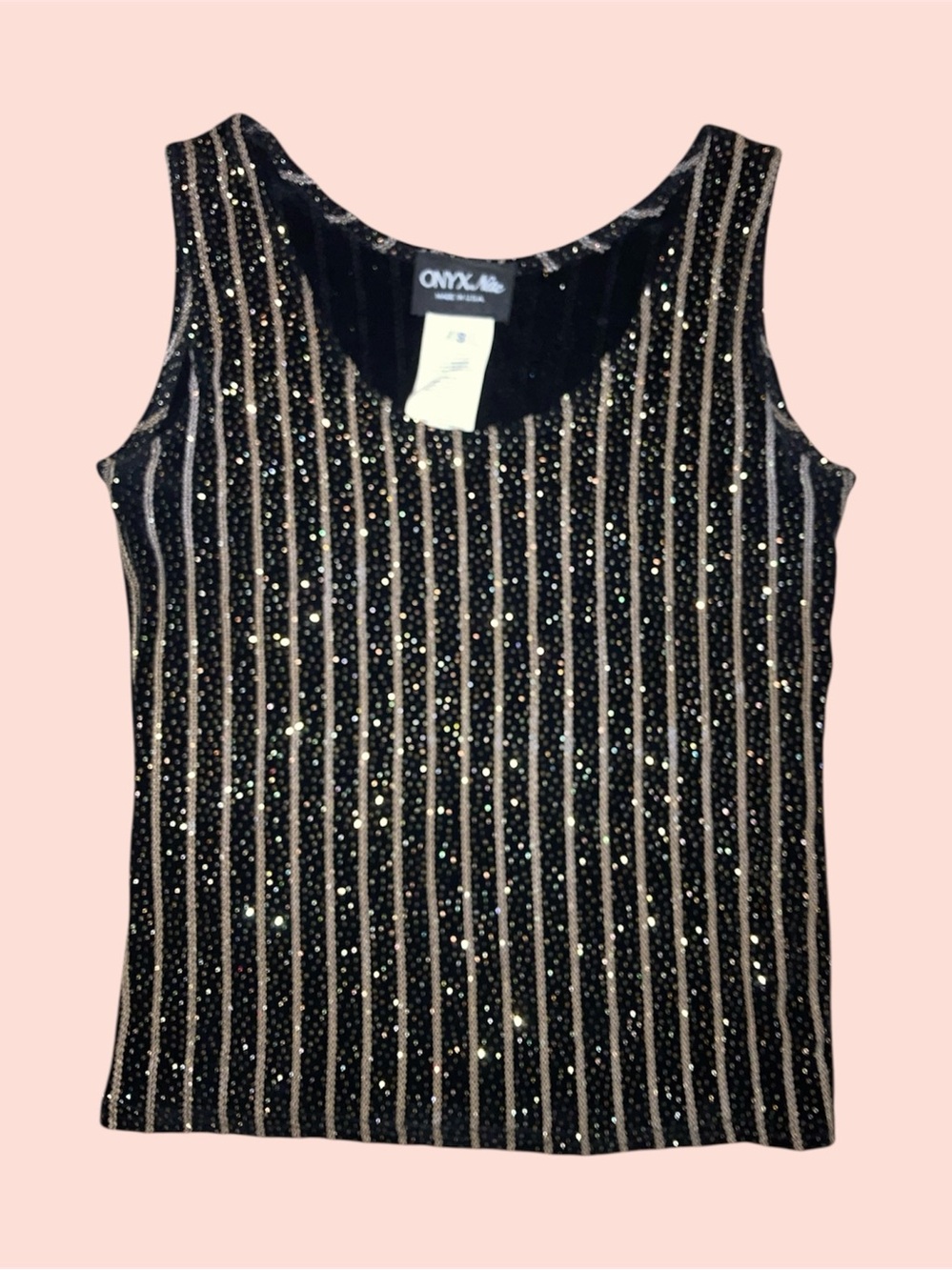 Black Tank Top with Gold Stripes